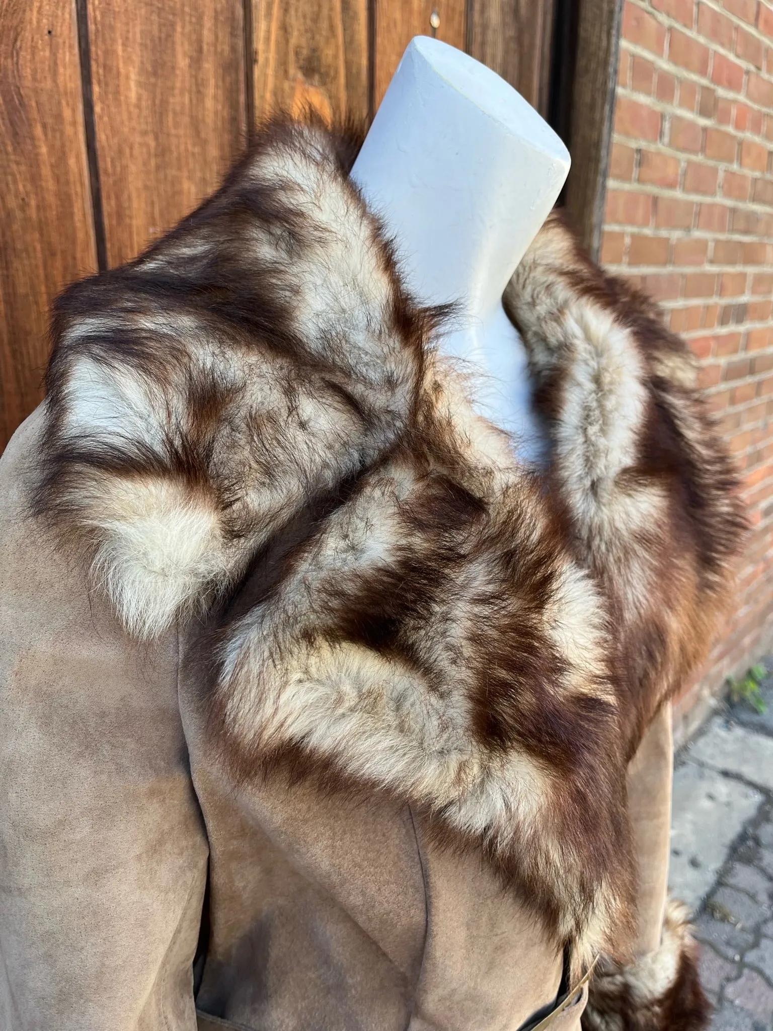 1970s Suede Faux Fur Coat