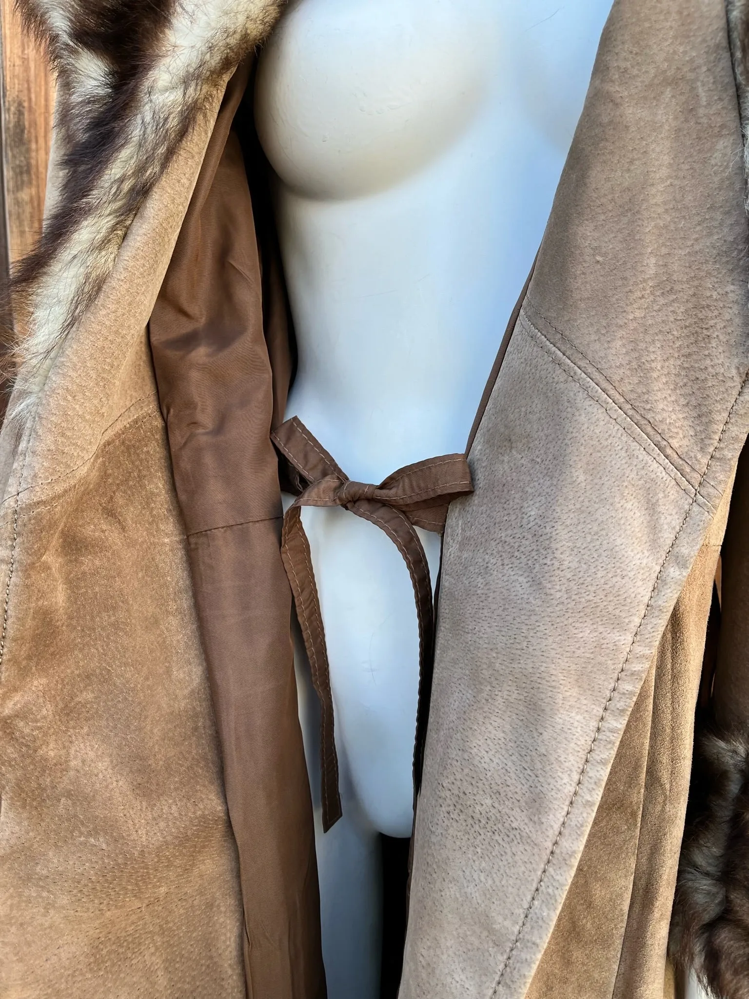 1970s Suede Faux Fur Coat