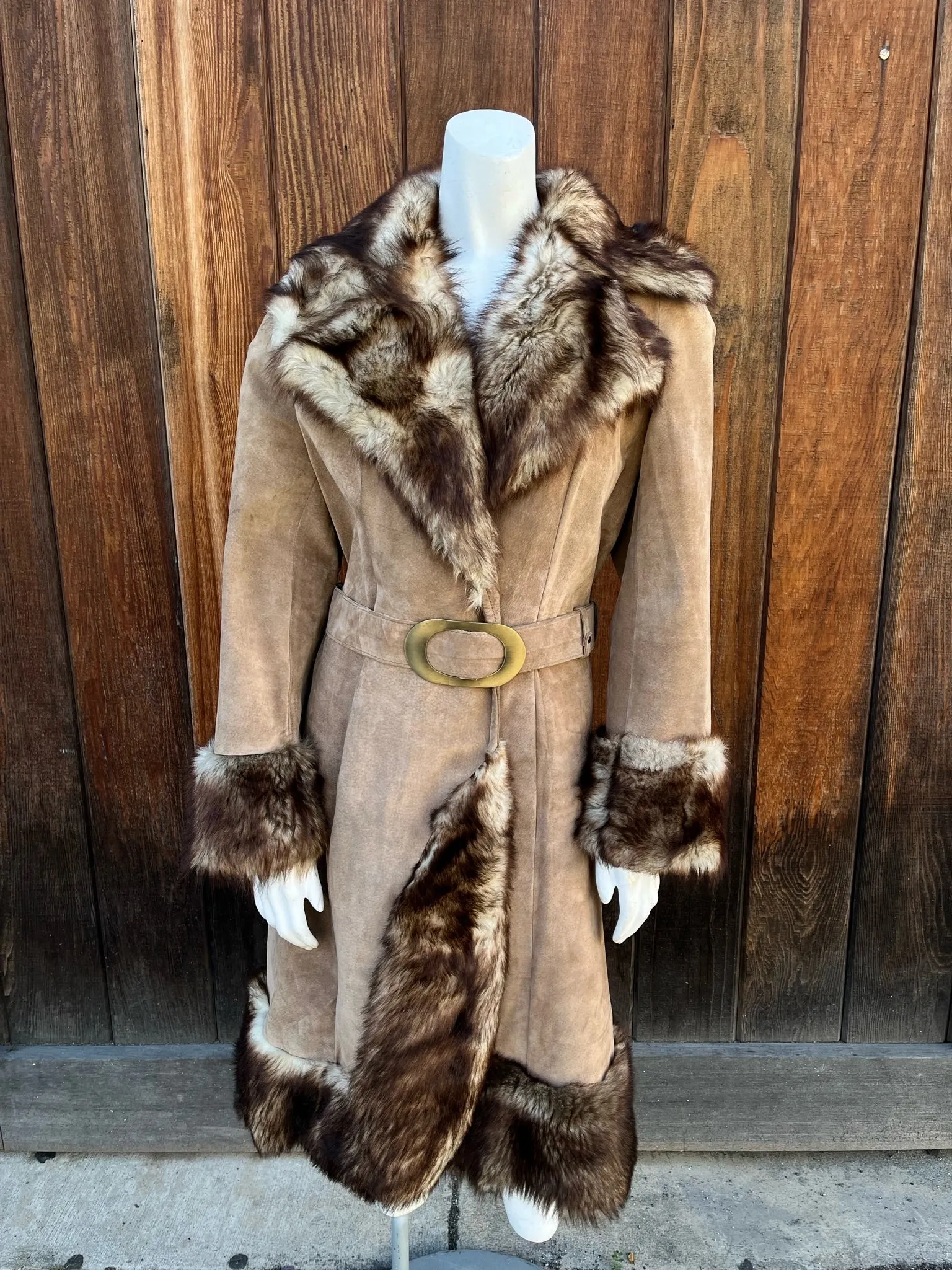 1970s Suede Faux Fur Coat