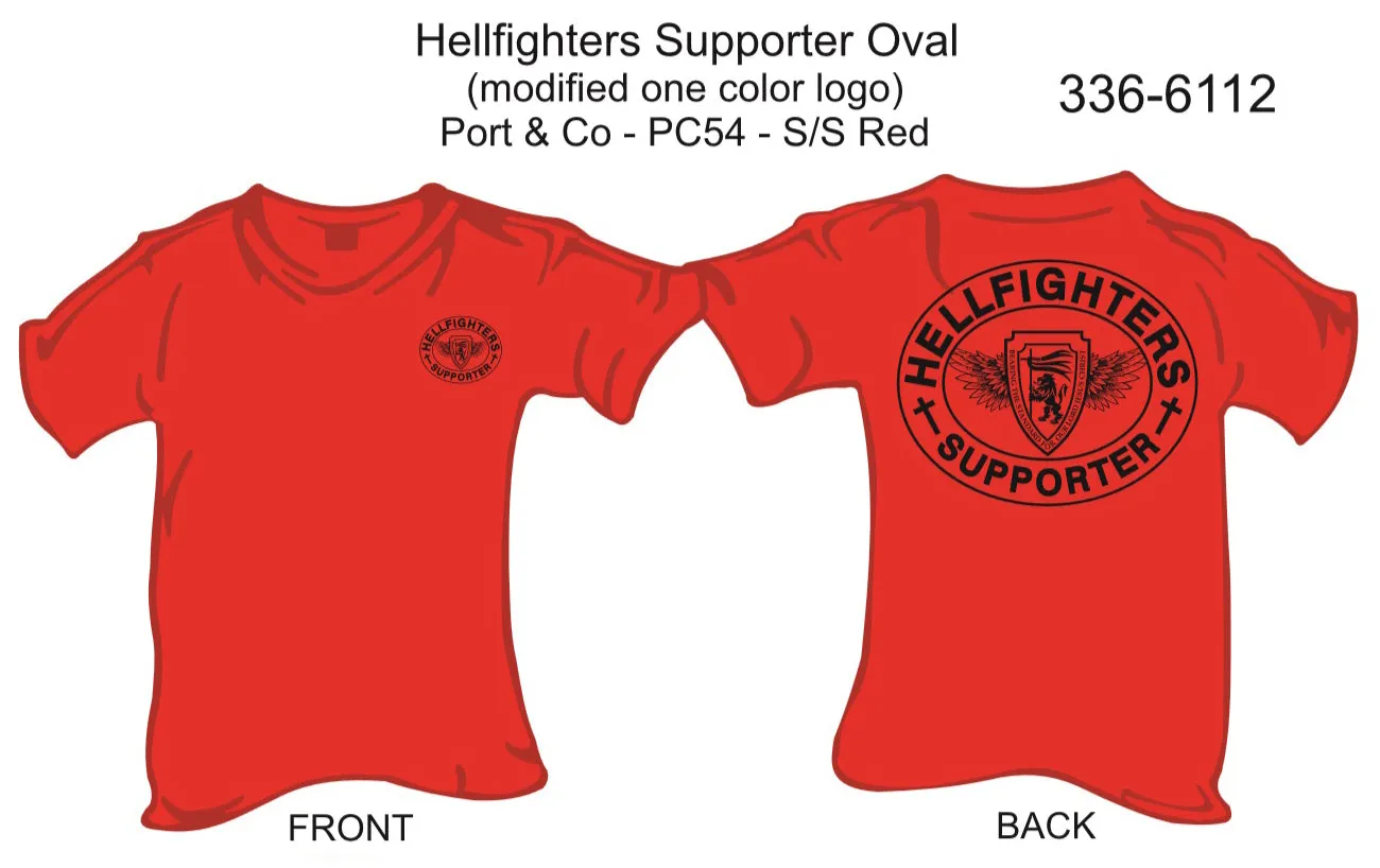 336-6112 T-Shirt, Short Sleeve, Hellfighters Supporter Oval, Modified Color Logo (Red)