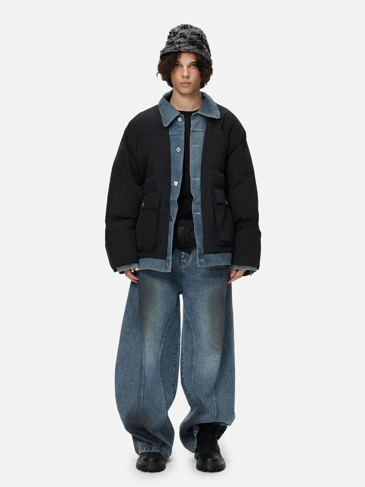 Aelfric Eden Denim Patchwork Coat