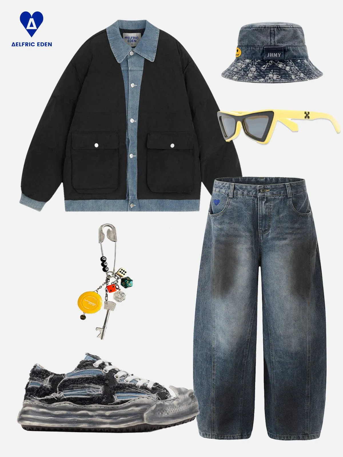 Aelfric Eden Denim Patchwork Coat