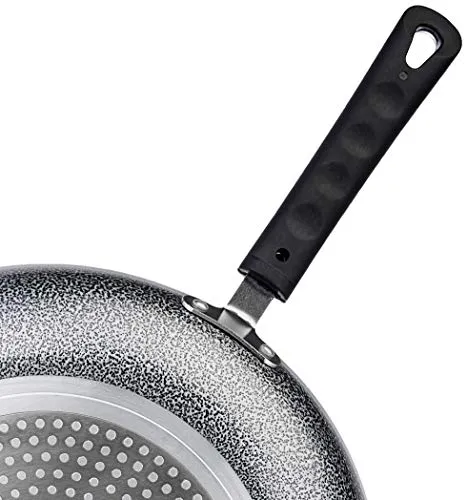 Amazon Brand - Solimo Aluminium Non Stick Frypan (28 cm, Hammertone finish, 3 coat, 2.9mm thickness), Black