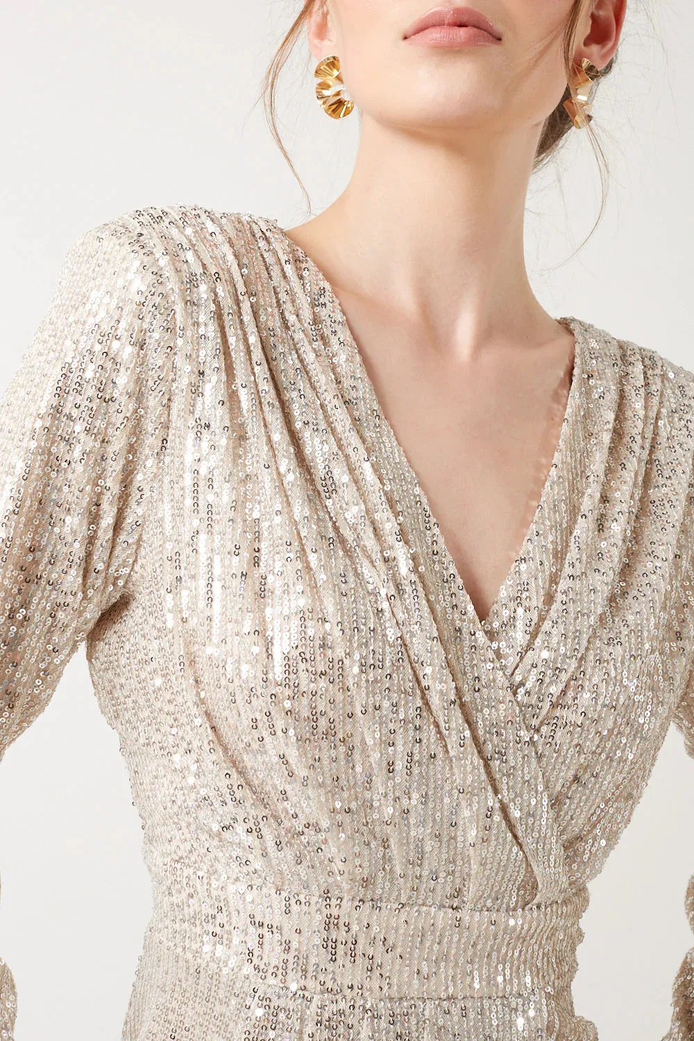 ANGELO MIDI SEQUIN DRESS (CHAMPAGNE)