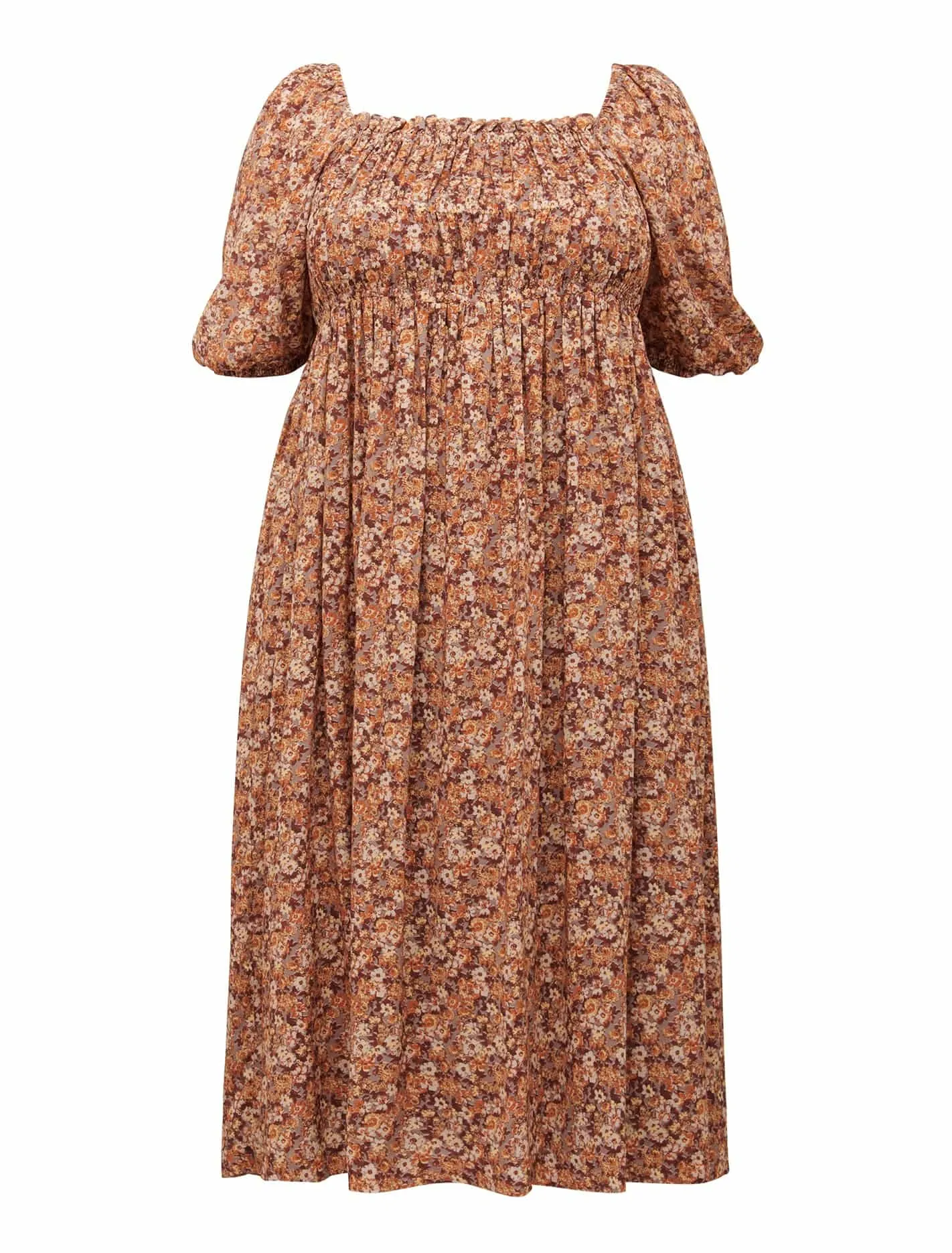 Ashton Curve Shirred Midi Dress