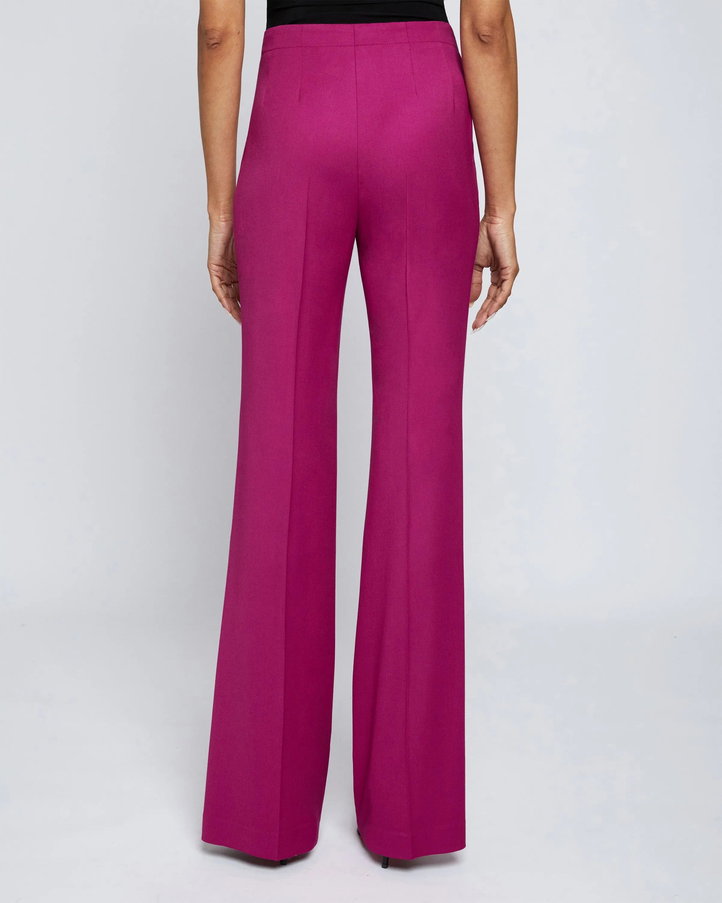 BETH Mid-Rise Flared Pants in Virgin Wool Stretch