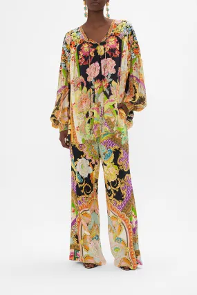 BLOUSON BLOUSE WITH NECK TIE SUNDOWNERS IN SICILY