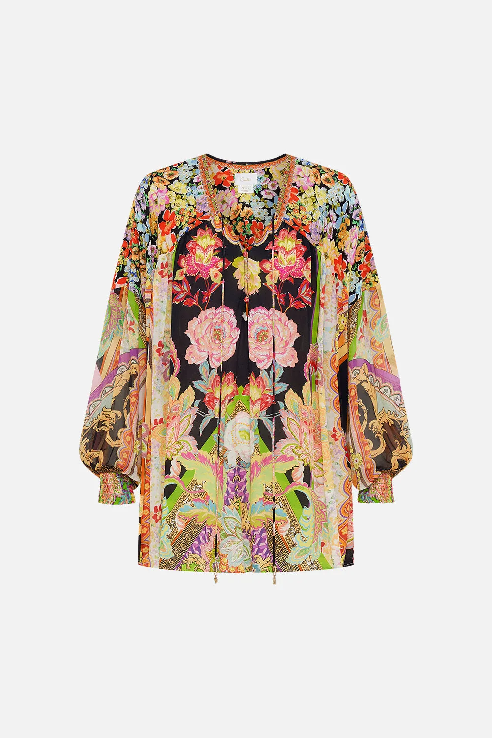 BLOUSON BLOUSE WITH NECK TIE SUNDOWNERS IN SICILY