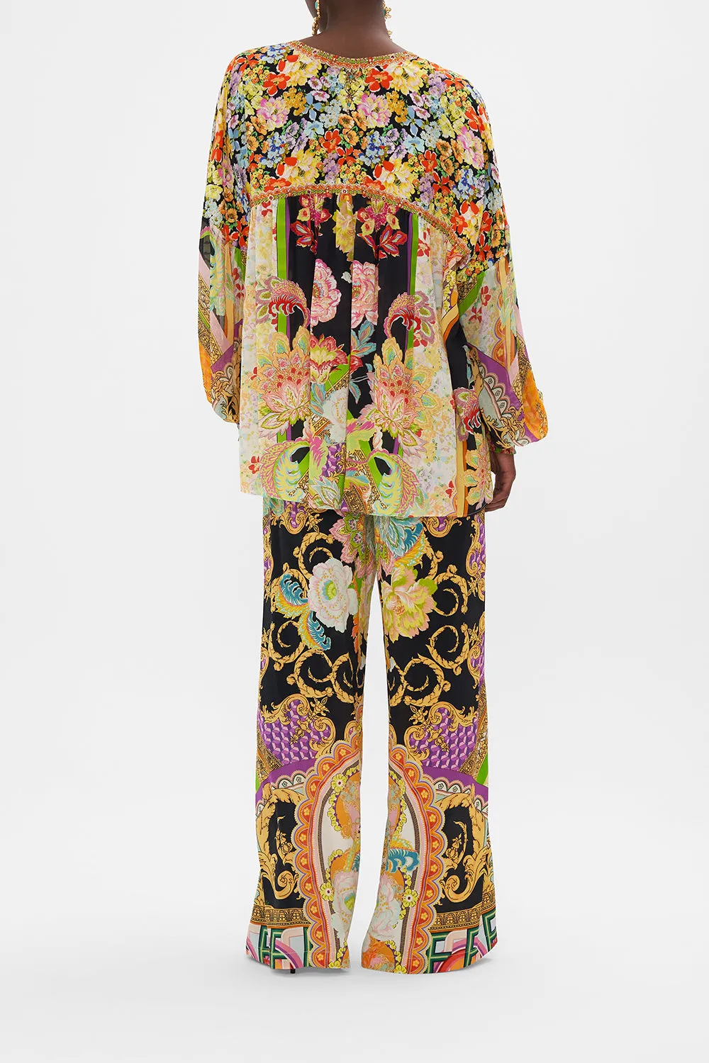 BLOUSON BLOUSE WITH NECK TIE SUNDOWNERS IN SICILY