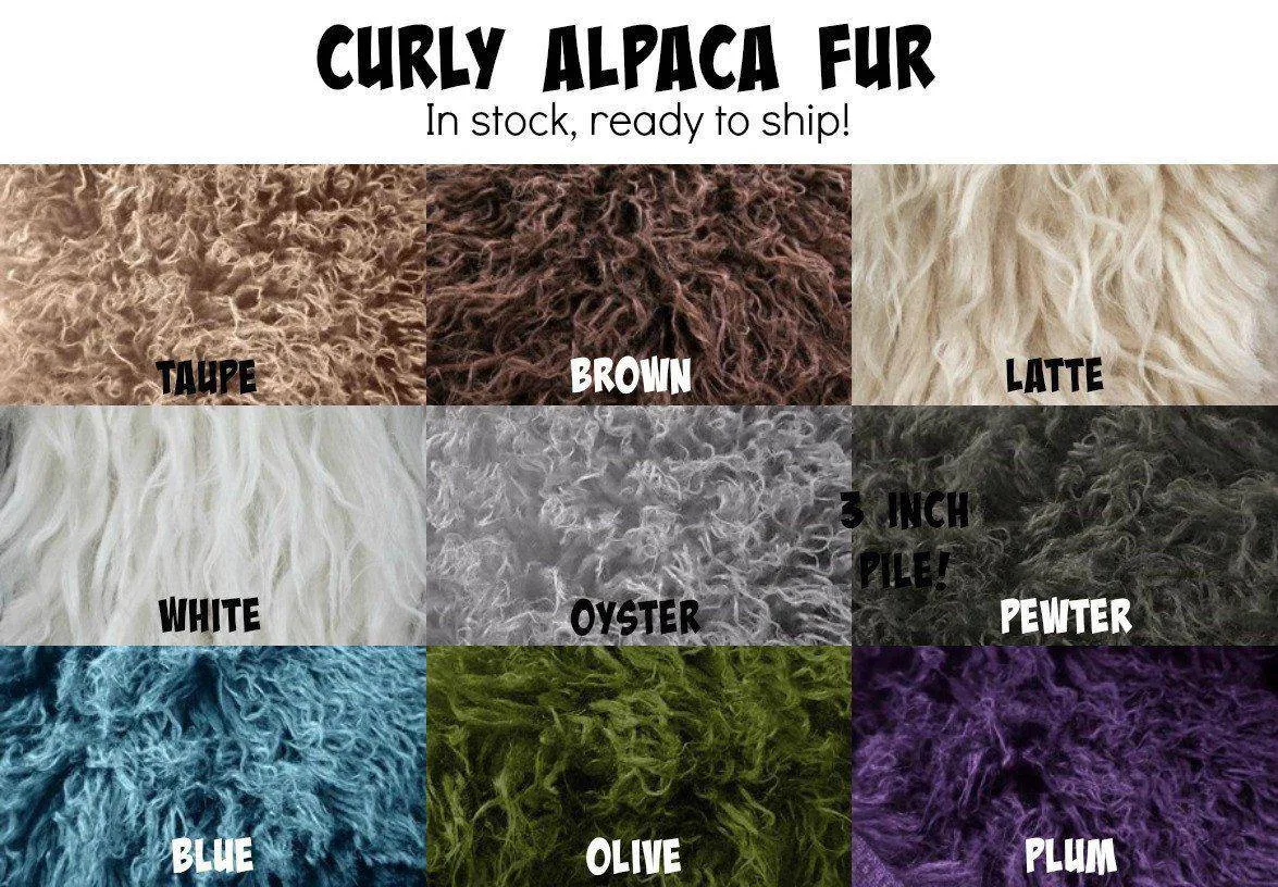 Blue Curly Alpaca Faux Flokati Fur