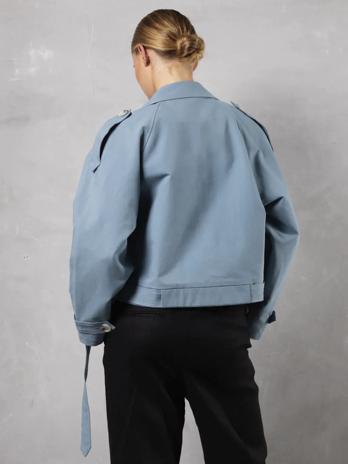 Bobby Canvas Trench Jacket - Dusty Blue