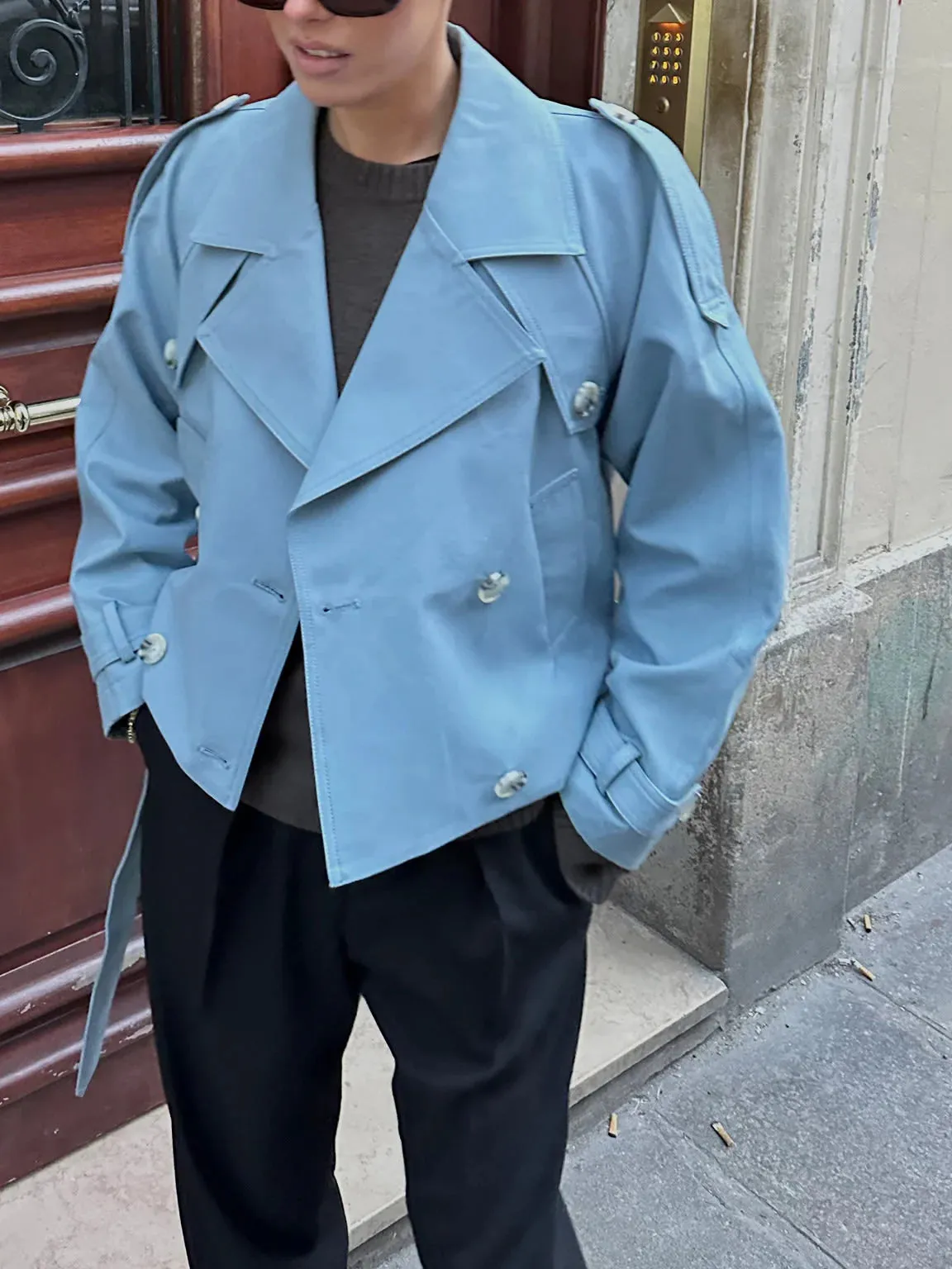 Bobby Canvas Trench Jacket - Dusty Blue