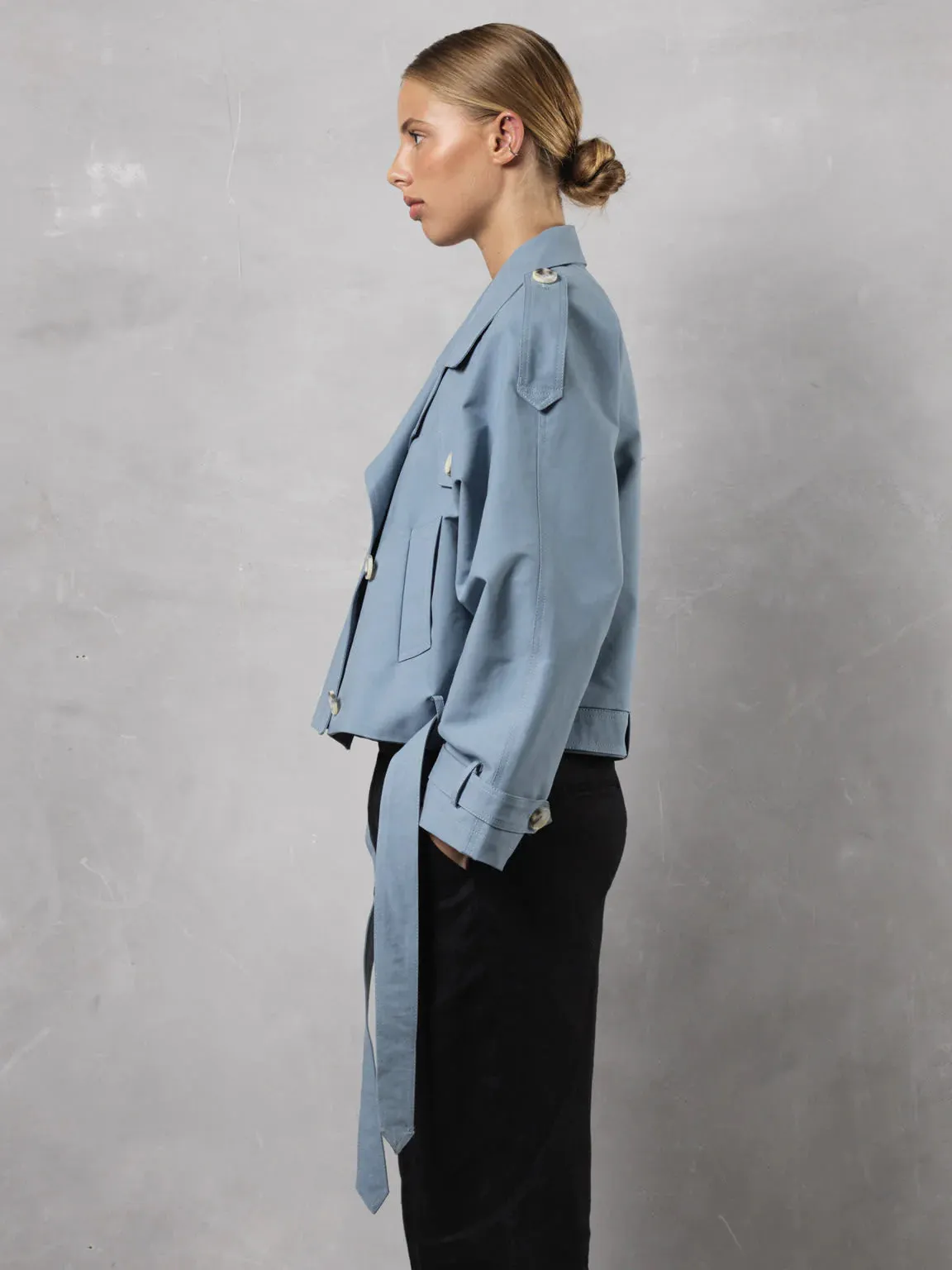 Bobby Canvas Trench Jacket - Dusty Blue