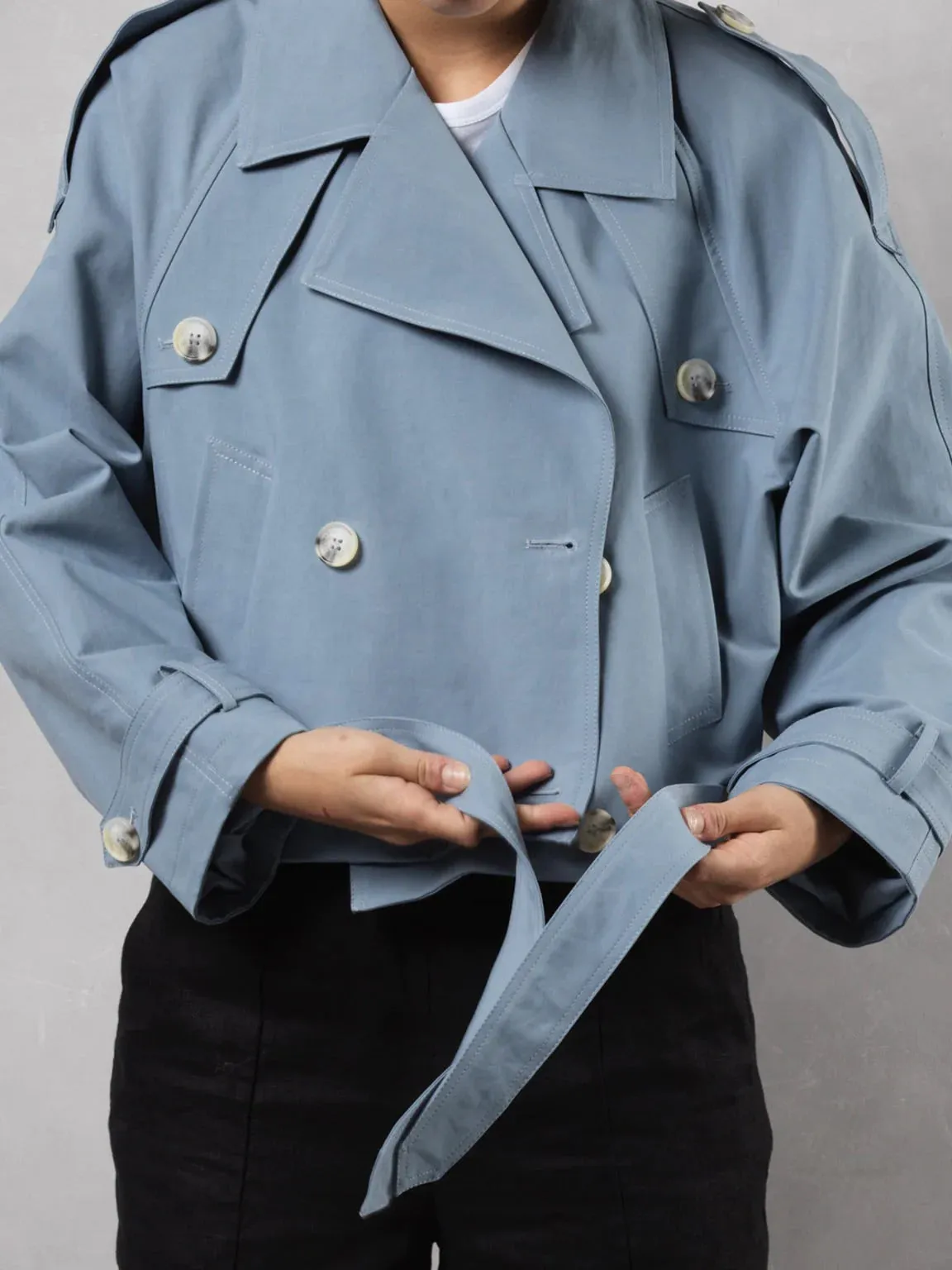 Bobby Canvas Trench Jacket - Dusty Blue