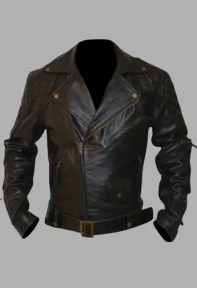 Columbia Motorbike Quilted Biker Leather Jacket Men's