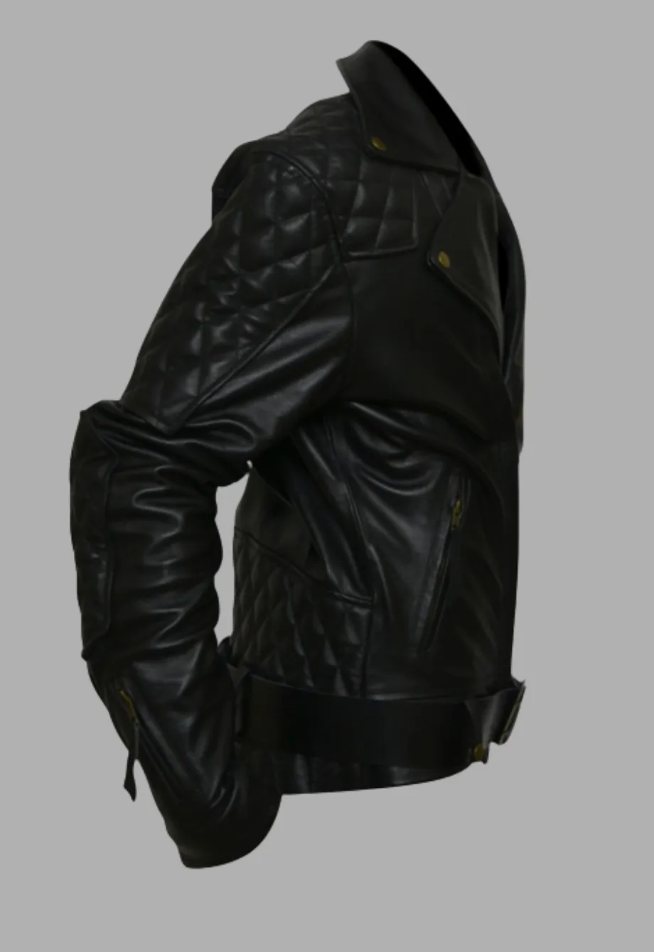 Columbia Motorbike Quilted Biker Leather Jacket Men's