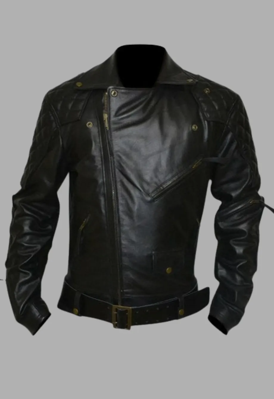 Columbia Motorbike Quilted Biker Leather Jacket Men's