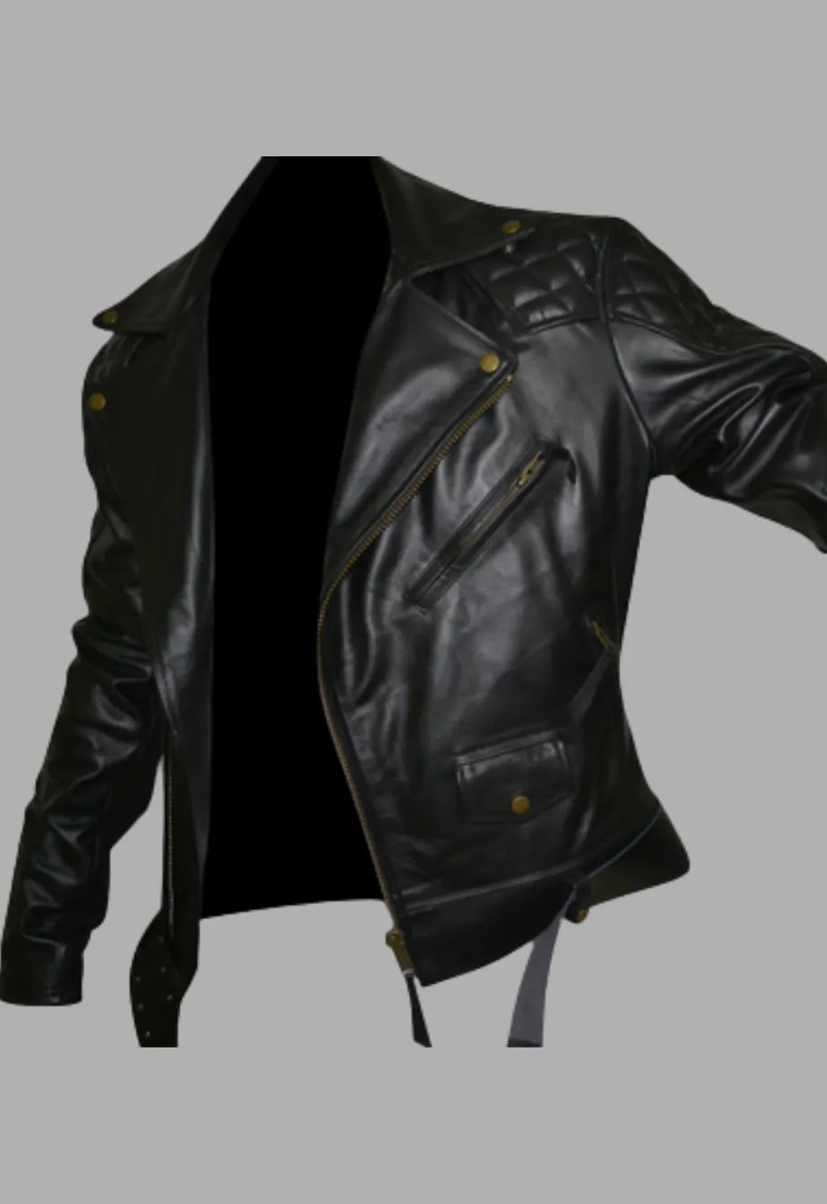 Columbia Motorbike Quilted Biker Leather Jacket Men's