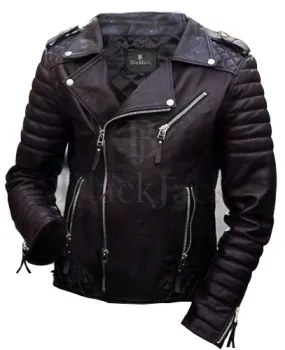 Cowhide Quilted Biker Leather Jacket