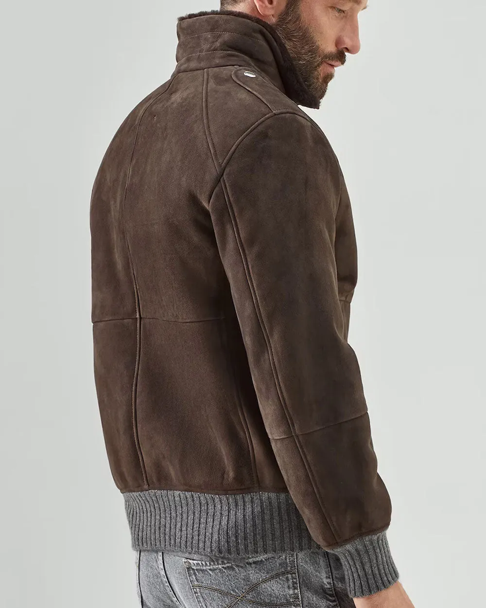Dark Brown Shearling Aviator Coat