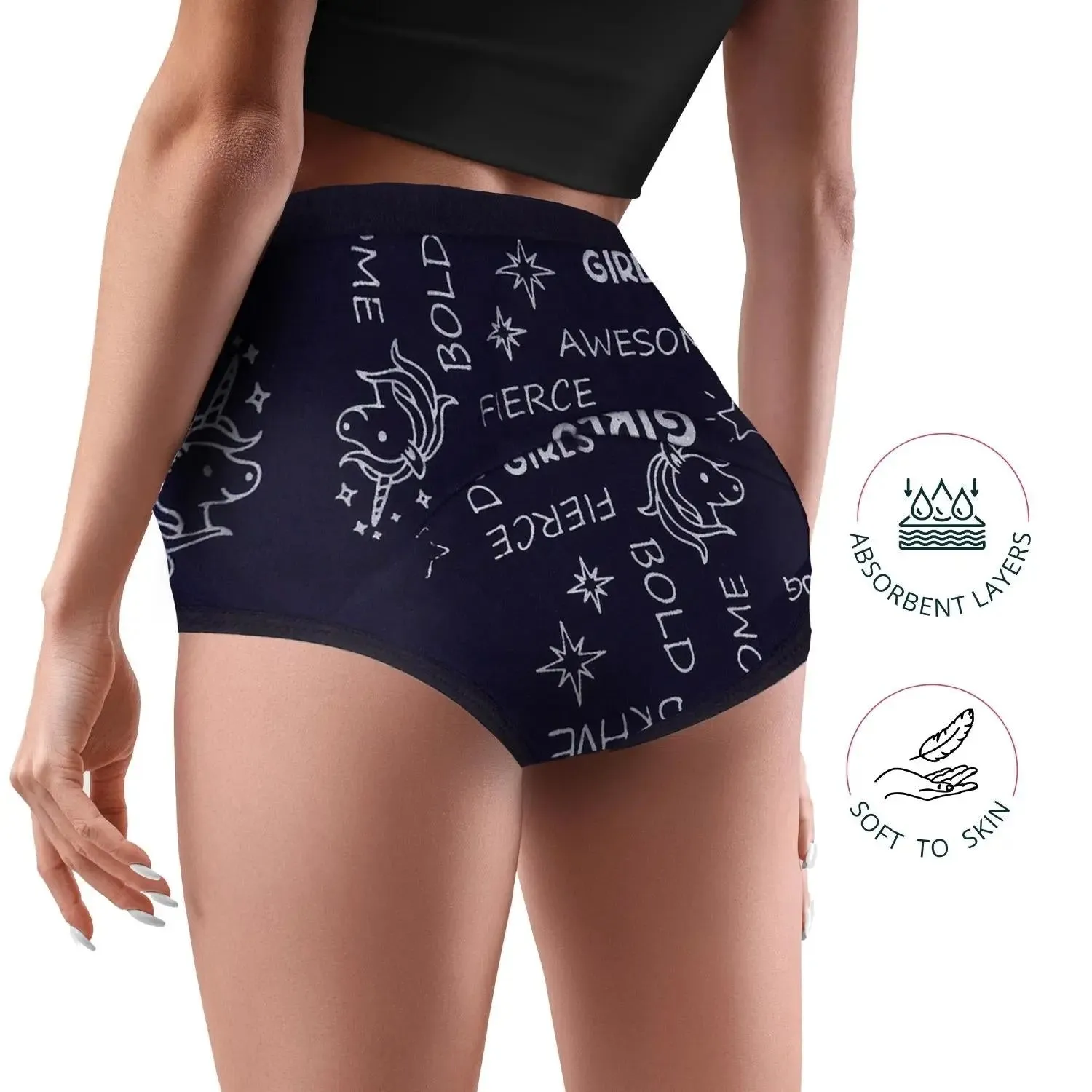 D'chica Eco-friendly Anti-Microbial Lining Period Panties - No Pad Required, Grey & Blue Pack-of-2