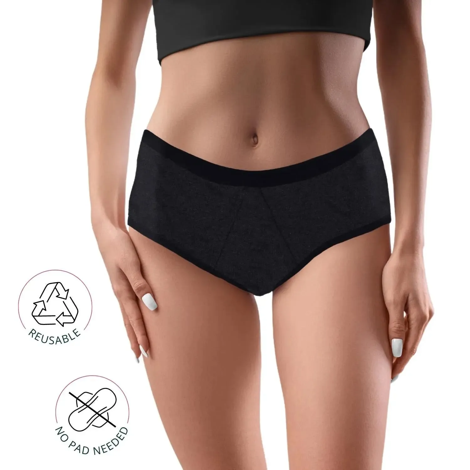 D'chica Eco-friendly Anti-Microbial Lining Period Panties - No Pad Required, Grey & Blue Pack-of-2