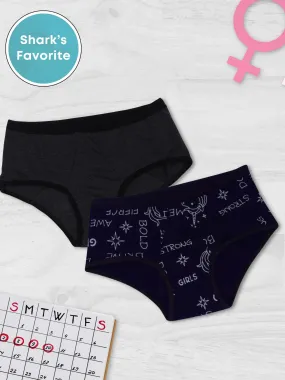 D'chica Eco-friendly Anti-Microbial Lining Period Panties - No Pad Required, Grey & Blue Pack-of-2