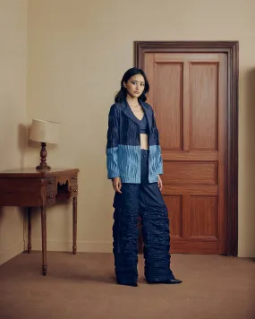 DENIM PLEATED PANTSUIT