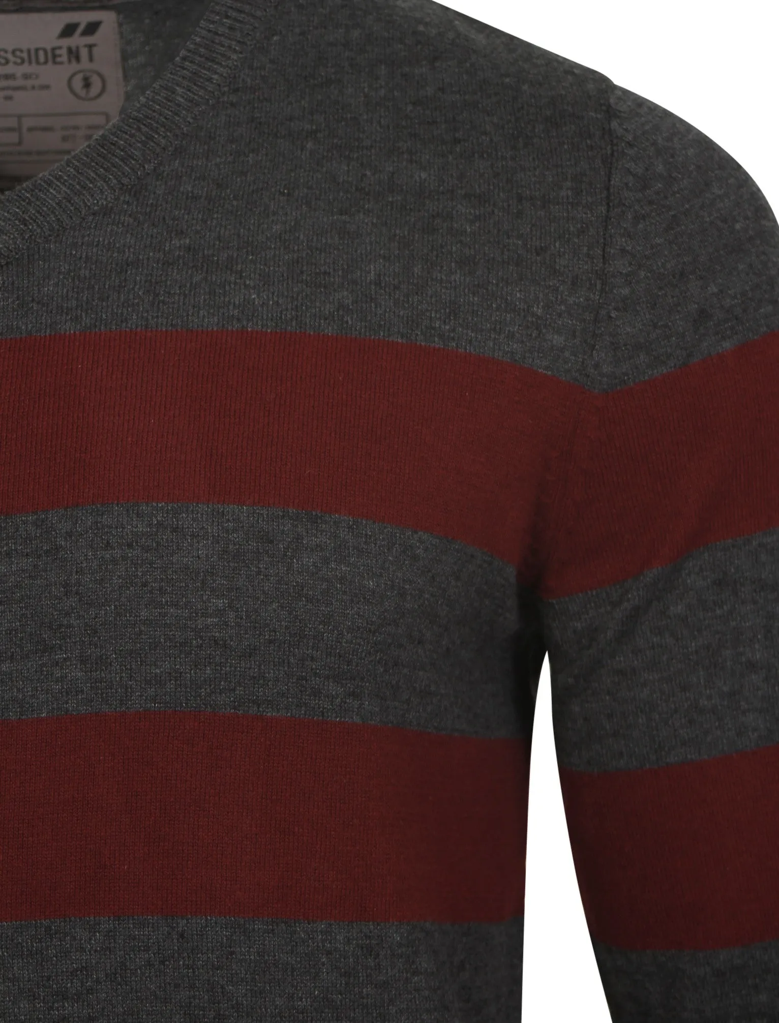 Dissident V-neck contrast stripe jumper in charcoal