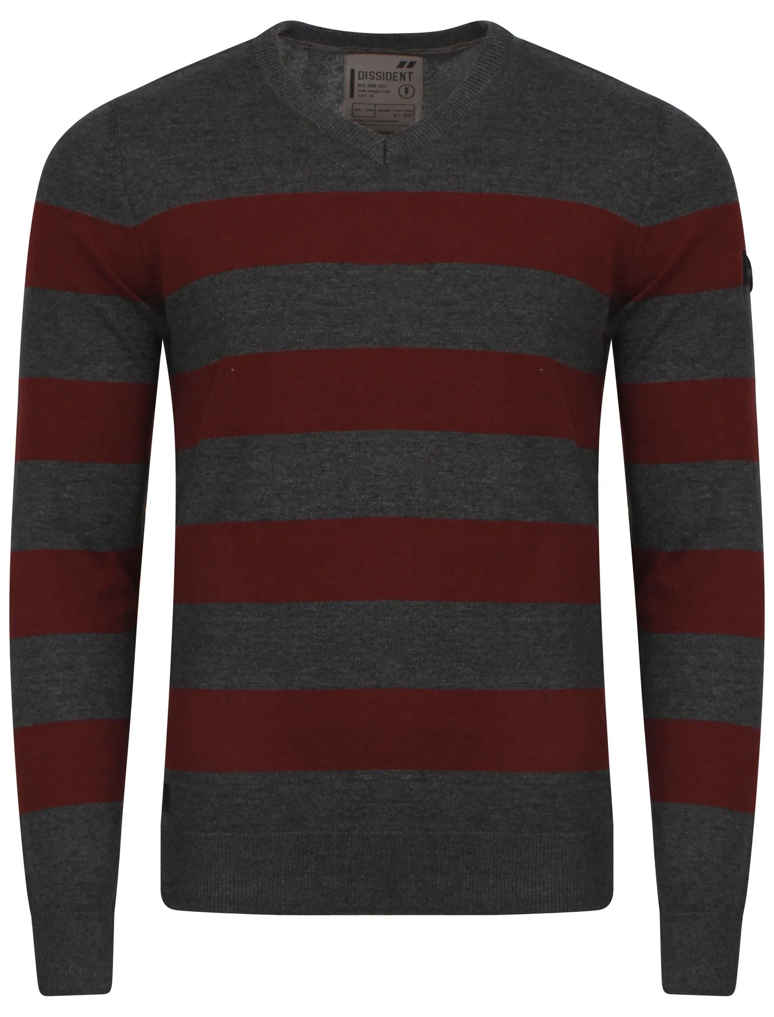 Dissident V-neck contrast stripe jumper in charcoal