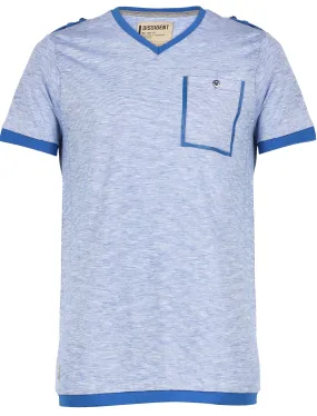 Dissident Zoo4 Cotton V Neck t-shirt in Olympian Blue