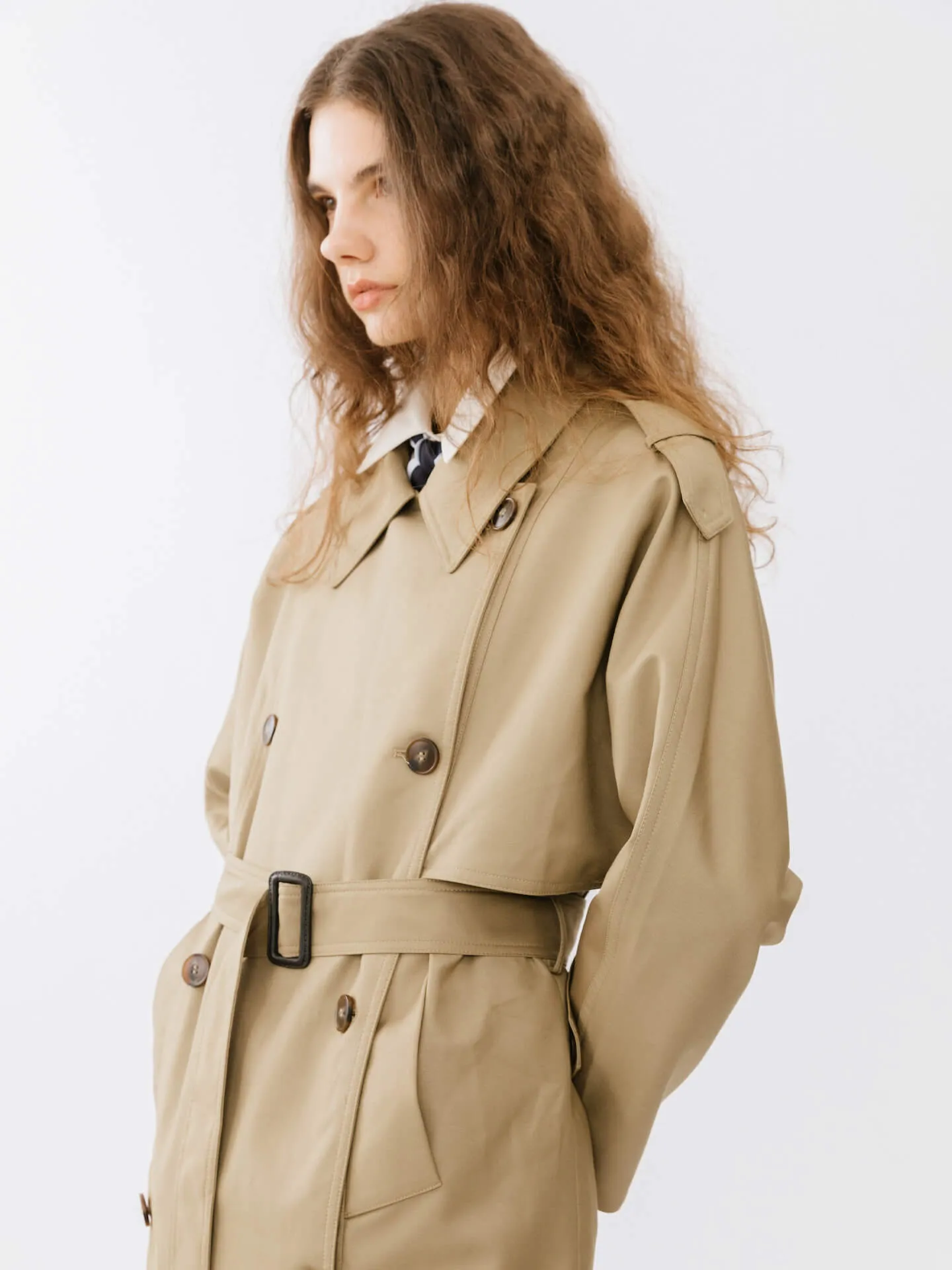 Double Breasted Trench Coat with Belt