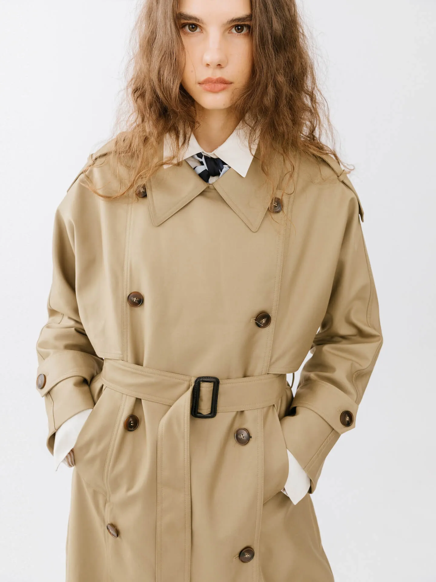 Double Breasted Trench Coat with Belt