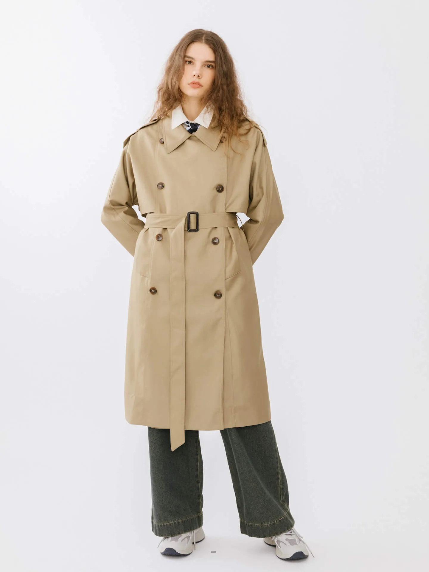 Double Breasted Trench Coat with Belt