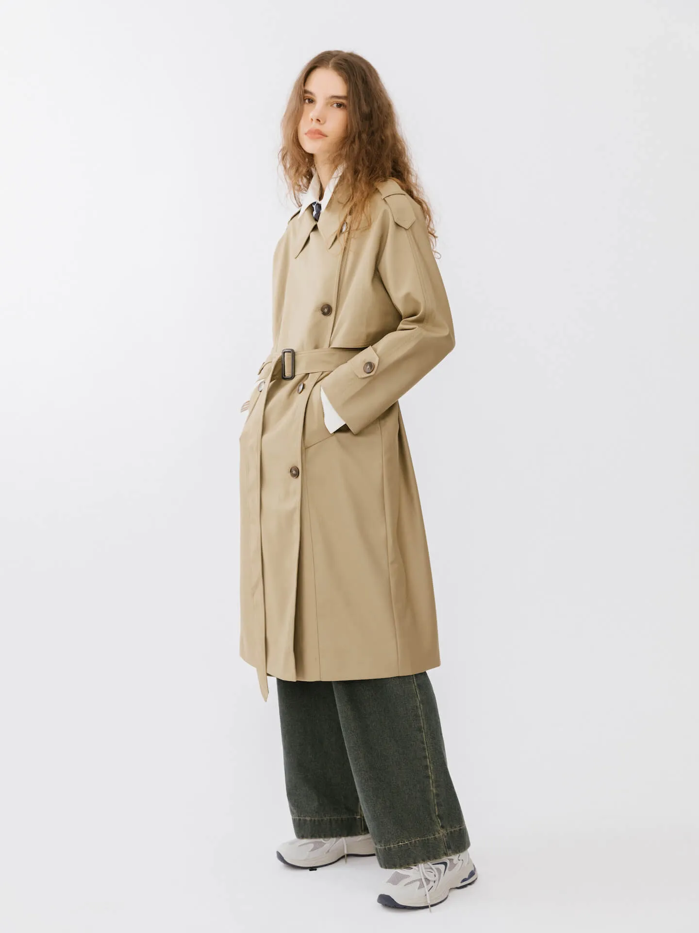 Double Breasted Trench Coat with Belt