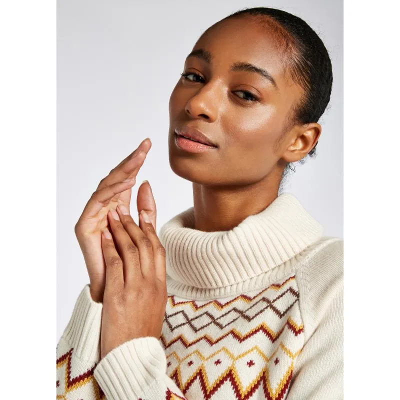 Dubarry Riverstown Ladies Fair Isle Polo Neck Jumper - Chalk
