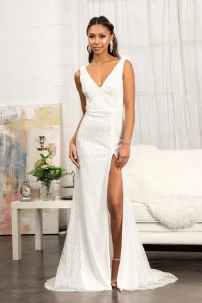 Embroidered Sequin Embellished Mesh Mermaid Dress Chiffon Drape Cape GLGL3008