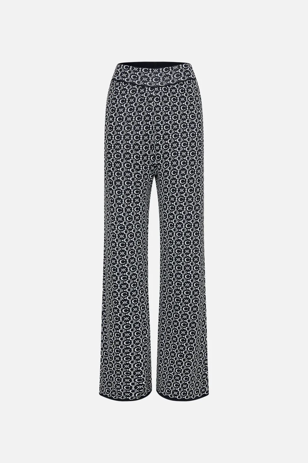 FLARED JACQUARD KNIT PANT FELINE FANTASY