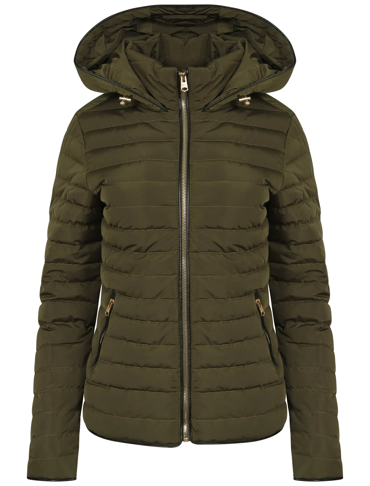 Ginger Quilted Hooded Jacket in Khaki - Tokyo Laundry