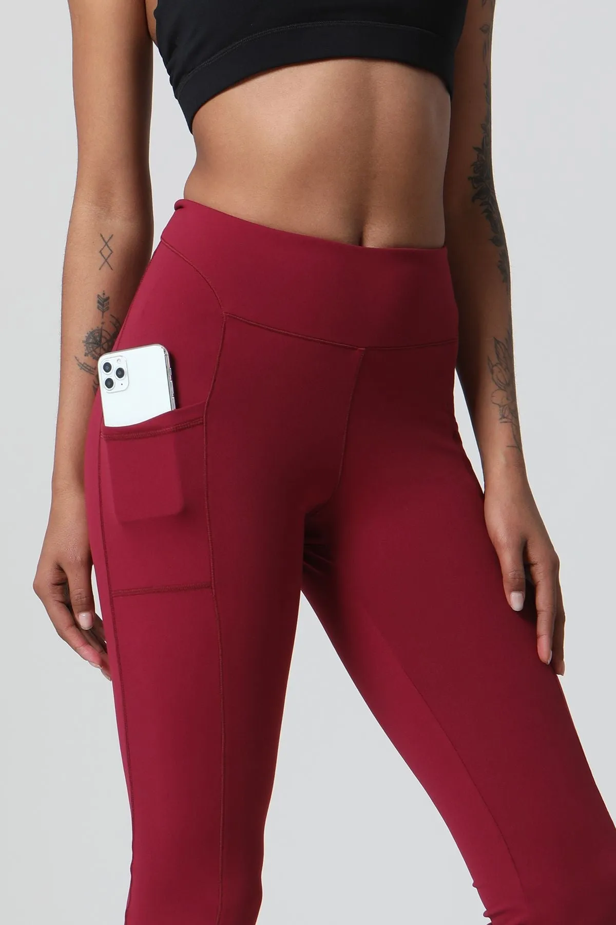 High-Waist Split Bootcut Leggings with Pockets