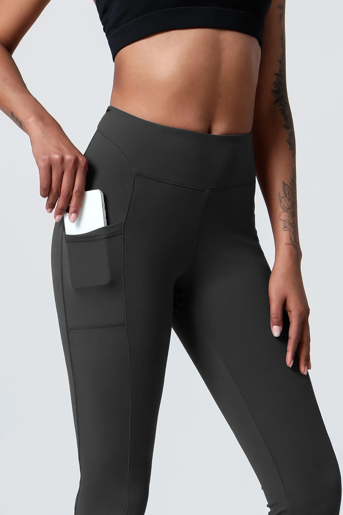 High-Waist Split Bootcut Leggings with Pockets