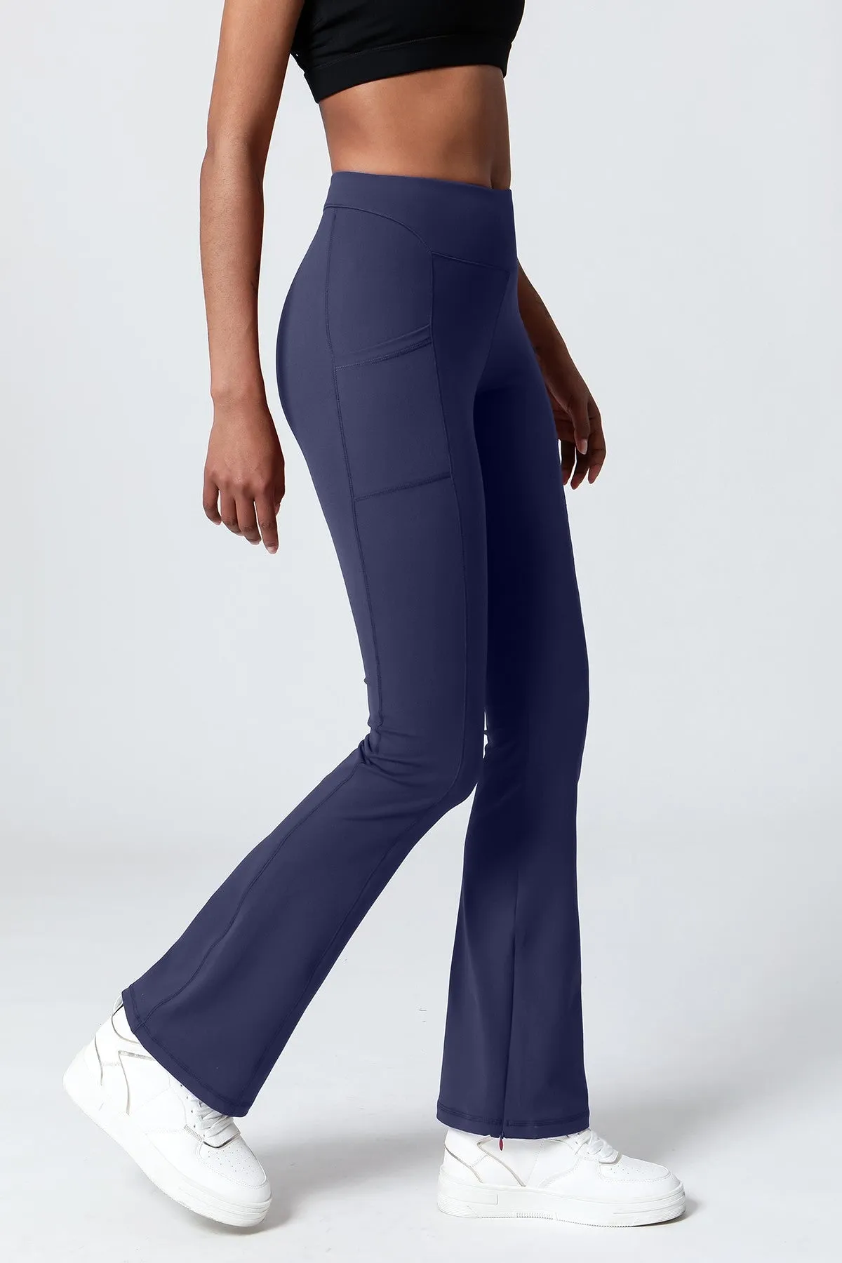 High-Waist Split Bootcut Leggings with Pockets