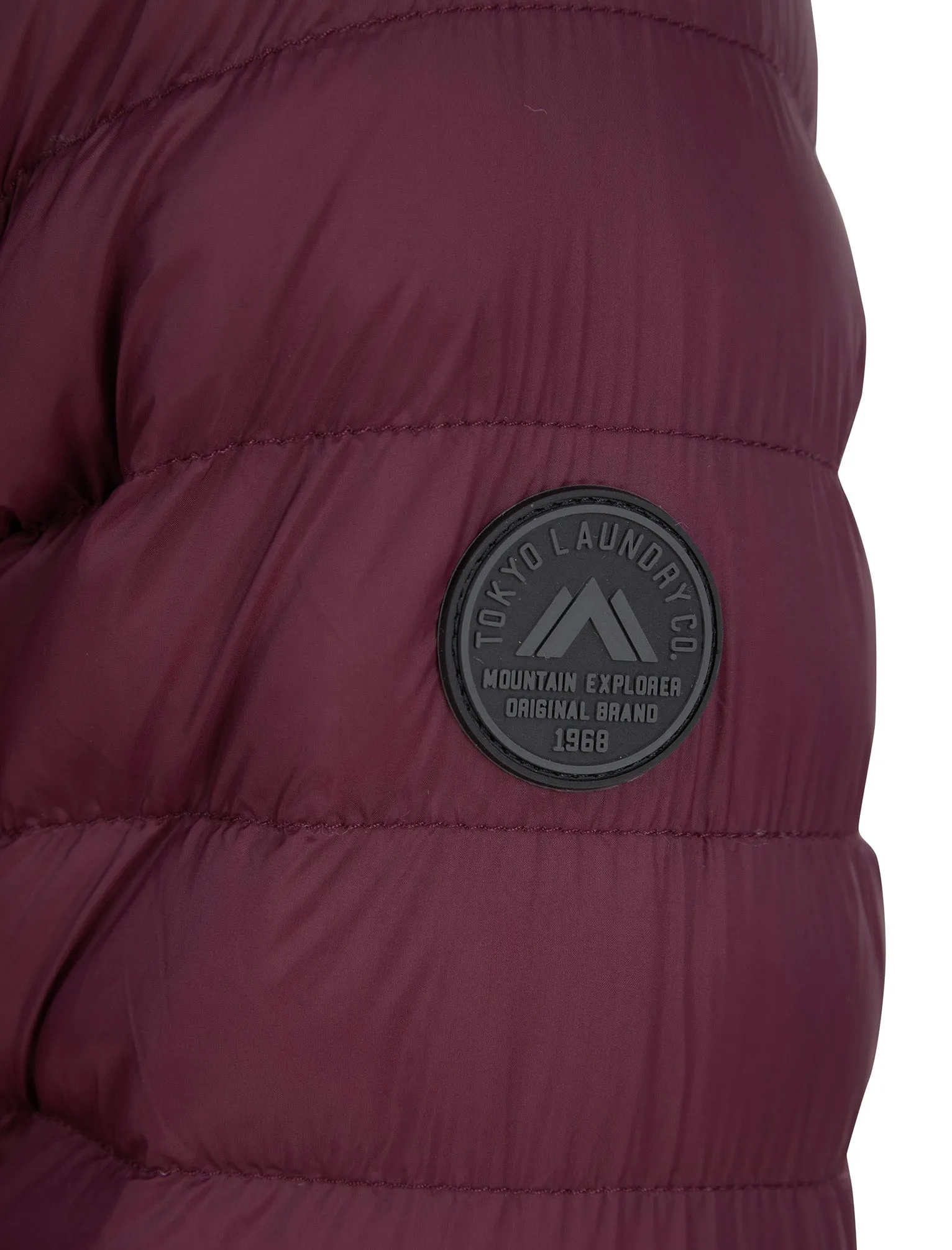 Ica Funnel Neck Quilted Puffer Jacket with Fleece Lined Collar in Tawny Port - Tokyo Laundry