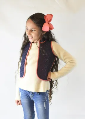 Ink Blue & Pink Reversible Sleeveless Jacket