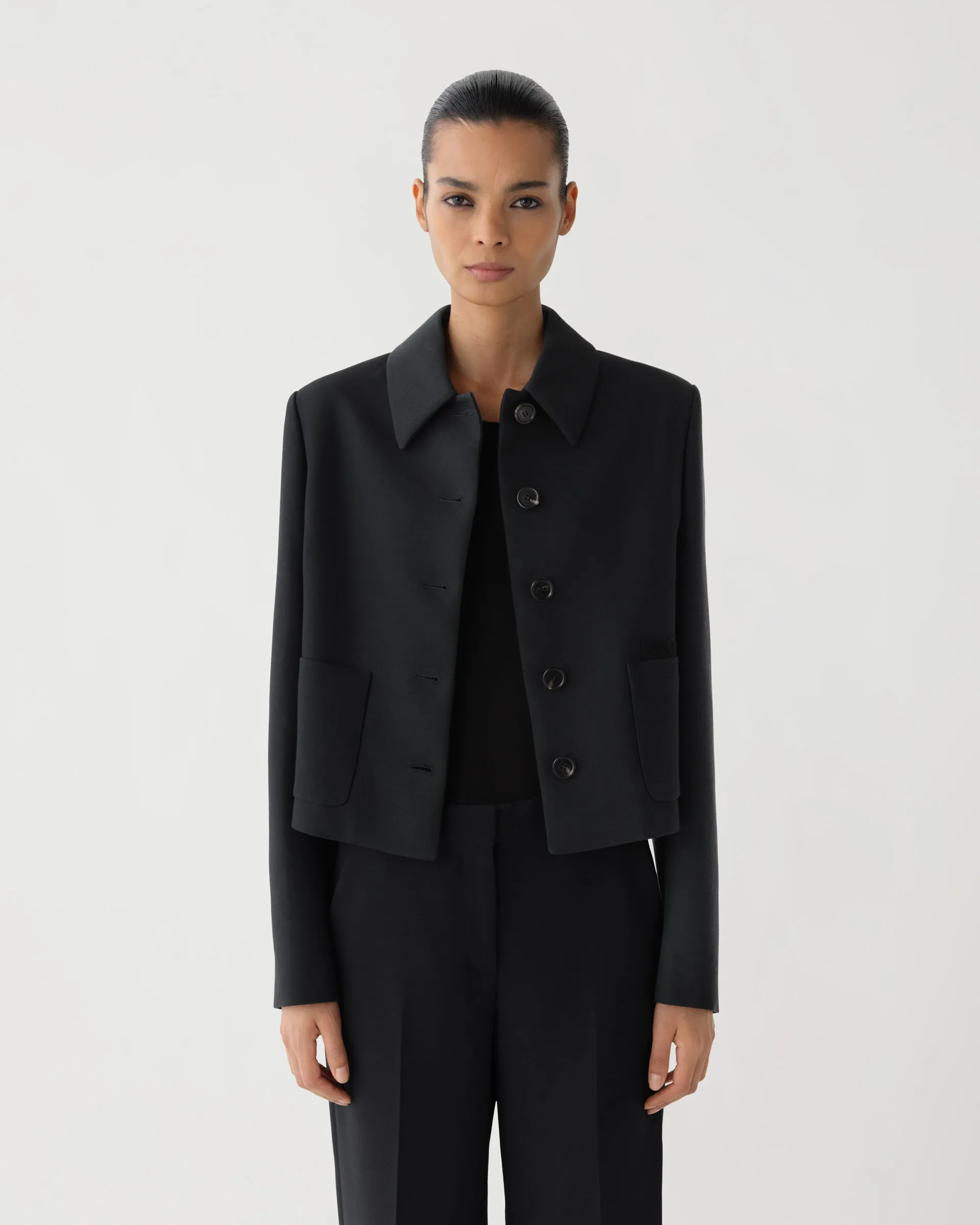Inés Jacket in Wool Viscose, Black