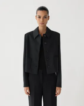 Inés Jacket in Wool Viscose, Black