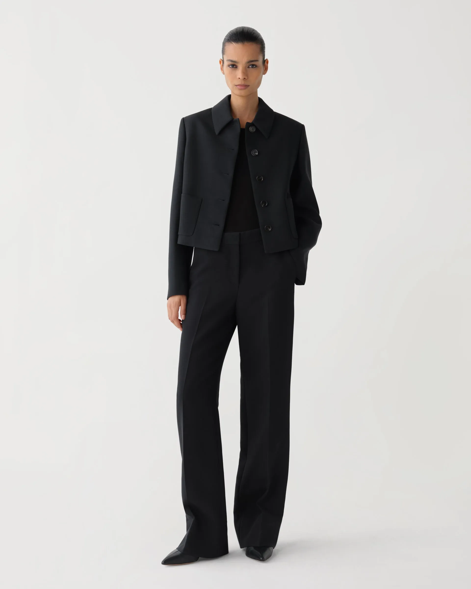 Inés Jacket in Wool Viscose, Black