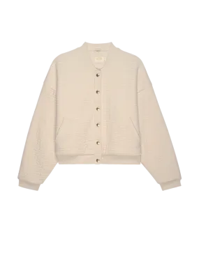 Ivory Quilted Bomber Jacket