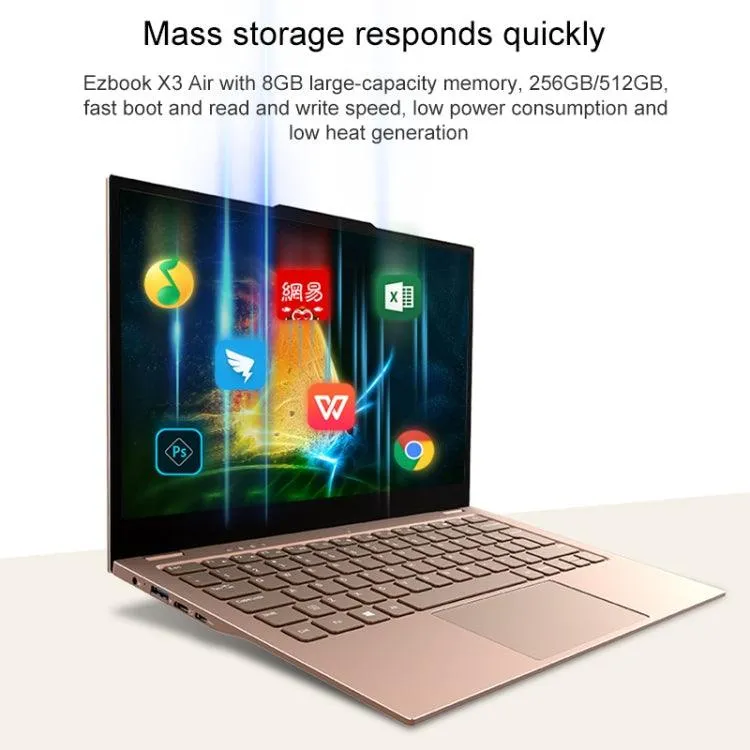 Jumper EZbook X3 Air 13.3" Laptop, Intel Core M3, 8GB RAM, 256GB SSD, Windows 10, Bluetooth & Dual WiFi, EU Charger Included