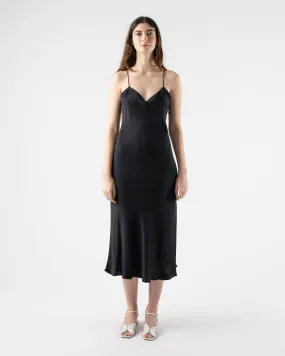 Kamperett V Neck Midi Slip Dress in Black